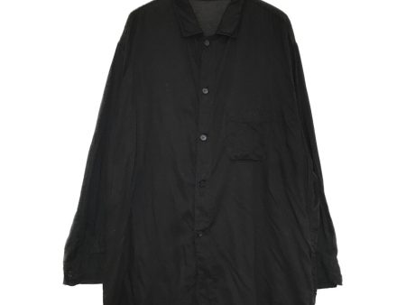 [Pre-owned] Yohji Yamamoto POUR HOMME CELLULOSE GARMENT DYE LAWN OPEN COLLAR BLOUSE HX-B08-200 For Sale