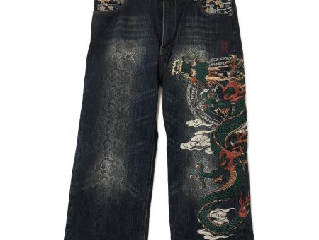 [Pre-owned] KARAKURI-DAMASHII embroidered denim pants 213212 Discount