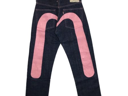 [Pre-owned] EVISU NO2 gull painted denim pants 2000 on Sale