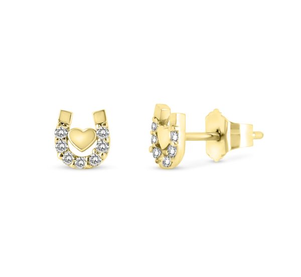 Tiny Horseshoe Heart Studs Online