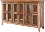 966 Antique 73  Dining Console with 6 Glass Doors 966CONS-MC For Sale