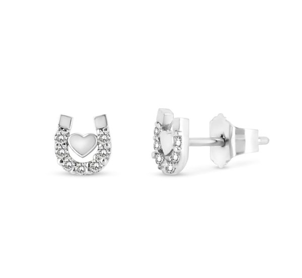 Tiny Horseshoe Heart Studs Online